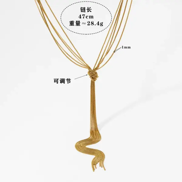 Wholesale PVD Coated Real Gold Plated 16K Gold White Gold Plated Geometric 304 Stainless Steel Exaggerated Modern Style Waterproof Non Tarnish 304 Stainless Steel Sweater Chain