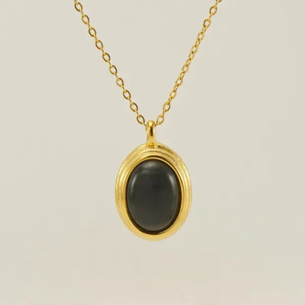 Wholesale PVD Coated 18K Gold Plated Oval 304 Stainless Steel Elegant Waterproof Non Tarnish Earrings Necklace