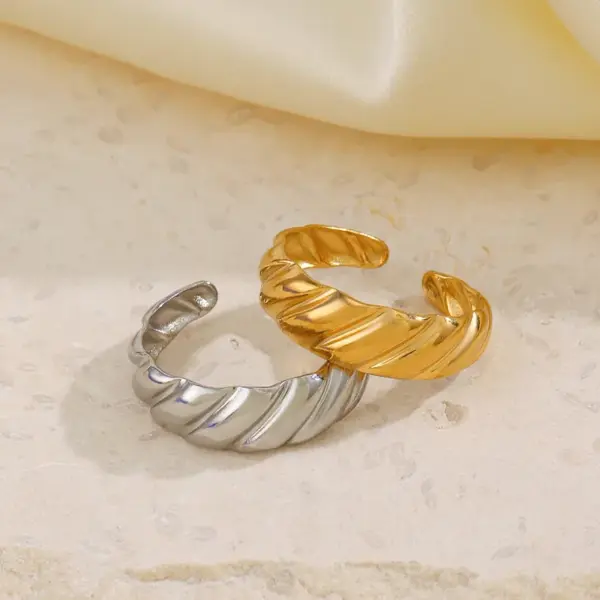 PVD Coated 18K Gold Plated Irregular 304 Stainless Steel Simple Style Waterproof Non Tarnish Open Rings