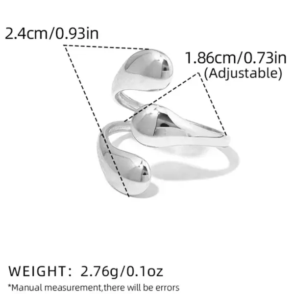 Summer Ladies' 18K Gold Plated Stainless Steel Geometric Open Ring Adjustable Size Non-Tarnishable Simple Fashion Ring