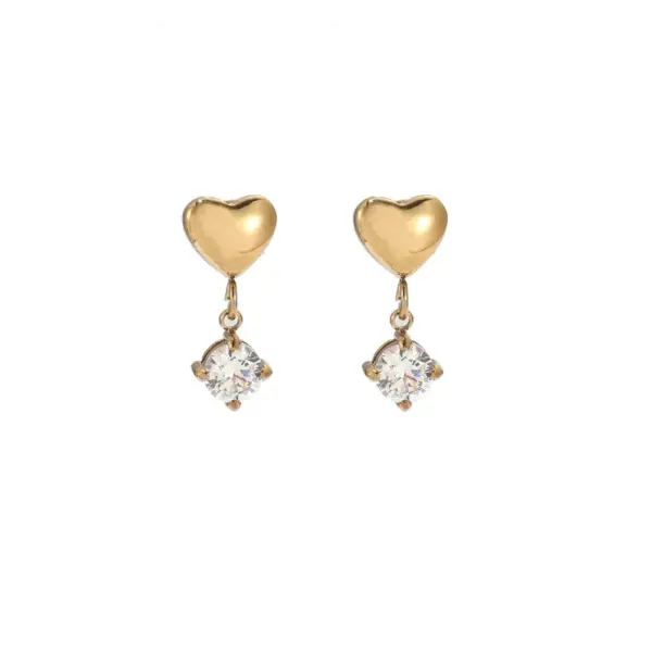 Wholesale PVD Coated 18K Gold Platinum Real Gold Plated Heart Shape Stainless Steel Simple Style Waterproof Non Tarnish Drop Earrings
