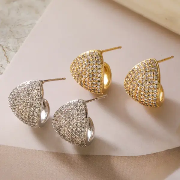 Wholesale 1 Pair Retro Simple Style Geometric Inlay Copper Zircon 18K Gold Plated Ear Studs