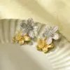 Wholesale PVD Coated Real Gold Plated Flower 304 Stainless Steel Retro Waterproof Non Tarnish Ear Studs