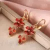 Wholesale 1 Pair Sweet Flower Copper Inlay Artificial Gemstones Earrings