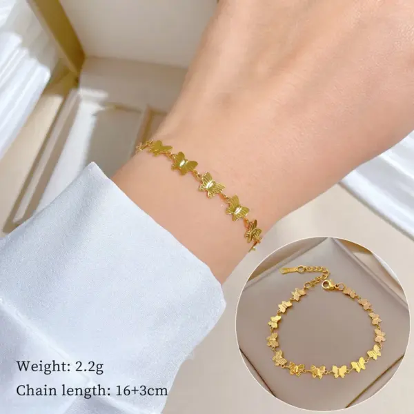 Wholesale Electroplating Golden Plated Butterfly Titanium Steel Classic Style Commute Titanium Steel Bracelets