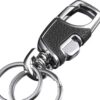 Wholesale High-end metal car keychain, one press, pioneering men's anti-lost waist hanging leather key ring key chain
