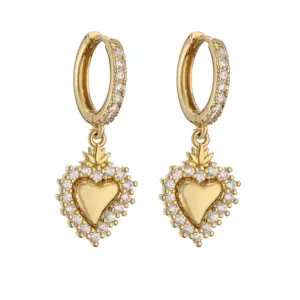 Golden Love Heart Ear Clip 1 Pair