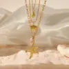 Wholesale Jewelry Beach Starfish Conch Shell 304 Stainless Steel Artificial Pearls Plating Stainless Steel Necklaces