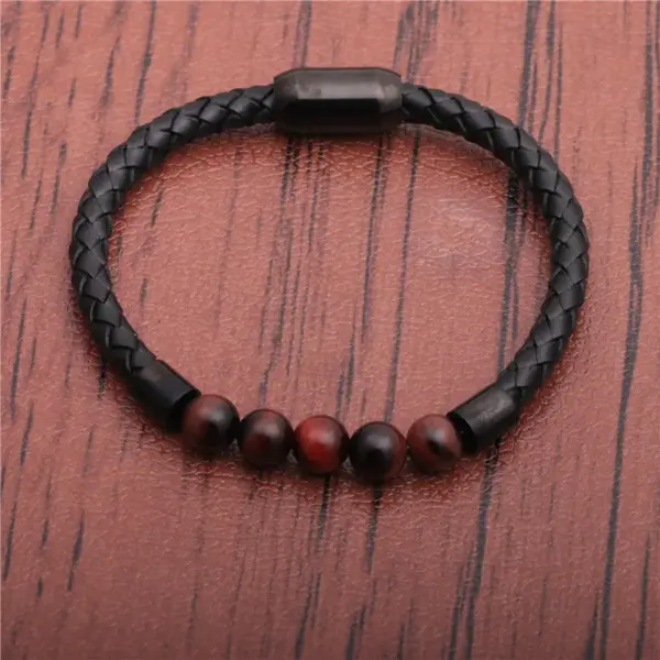 Wholesale Fashion Geometric 304 Stainless Steel Volcanic Rock Tiger Eye No Inlaid Natural Stone Bracelet In Bulk