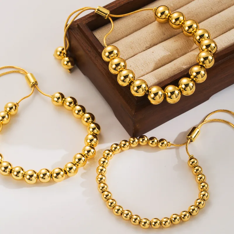 Wholesale Copper 18K Gold Plated IG Style Classic Style Plating Round Bracelets