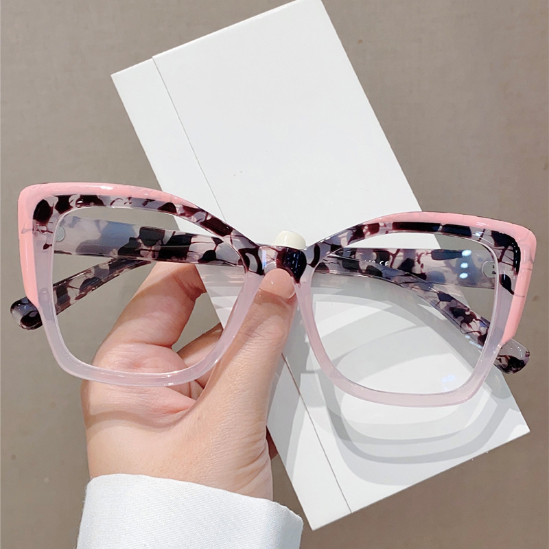 Wholesale European and American style cat's eye personality contrast color high-ll anti-blue light glasses Internet-famous same style literary retro f