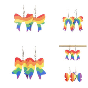 Wholesale Cross-border creative rainbow acrylic Valentine's Day six-color bow earrings sweet personality design gift earrings