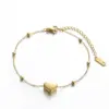 Wholesale PVD Coated Real Gold Plated 18K Gold Heart Shape 304 Stainless Steel Basic Classic Style Waterproof Non Tarnish Bracelets Anklet Necklace