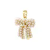 1 Piece 18.5*20mm 20*27.5mm 21.5*26mm Hole 1~1.9mm Hole 3~3.9mm Brass Pearl Zircon 18K Gold Plated Bow Knot Polished Pendant
