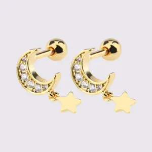 Golden Moon Eardrops Stud Earrings Pieces