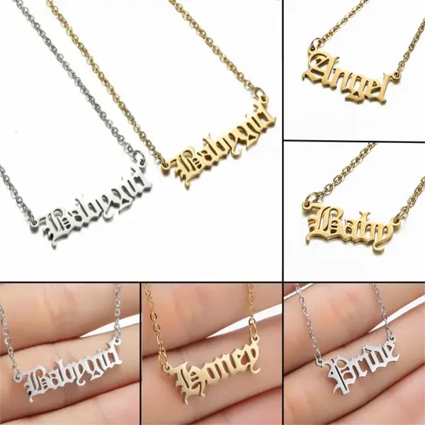 Wholesale 201 Stainless Steel 18K Gold Plated Fashion Korean Style Plating Letter Pendant Necklace
