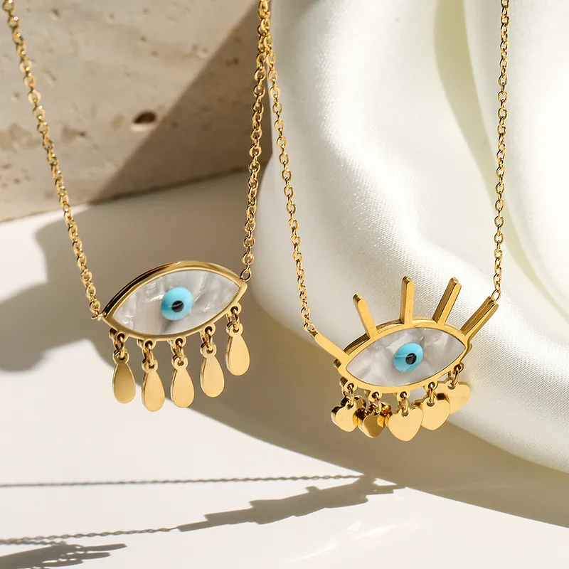 Wholesale PVD Coated 18K Gold Plated Devil'S Eye 304 Stainless Steel Classic Style Waterproof Non Tarnish 304 Stainless Steel Pendant Necklace