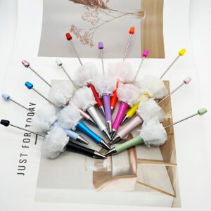 Wholesale DIY heavy industry beaded pen mesh pearl beaded ballpoint pen dream girl heart white mesh gift pen