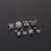 316L Stainless Steel Copper Zircon Ear Cartilage Rings & Studs Flower Waterproof Non Tarnish Surgical Steel Women'S