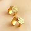 Wholesale PVD Coated Real Gold Plated 18K Gold Eye Solid Color Flower 304 Stainless Steel Tropical Simple Style Waterproof Non Tarnish Charm Rings