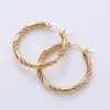 Wholesale 1 Pair Vintage Style The Answer Twist Stainless Steel Hoop Earrings