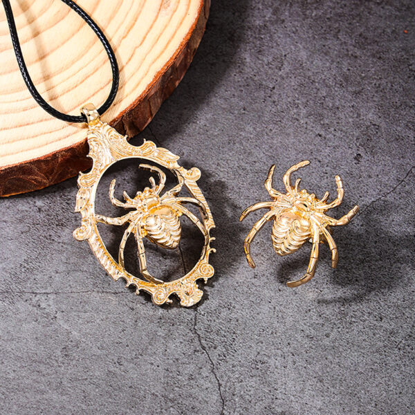 oly-d4c984072729263f05f09a13be05d063 Wholesale fashion street style metal creative big spider lady necklace ring jewelry suit