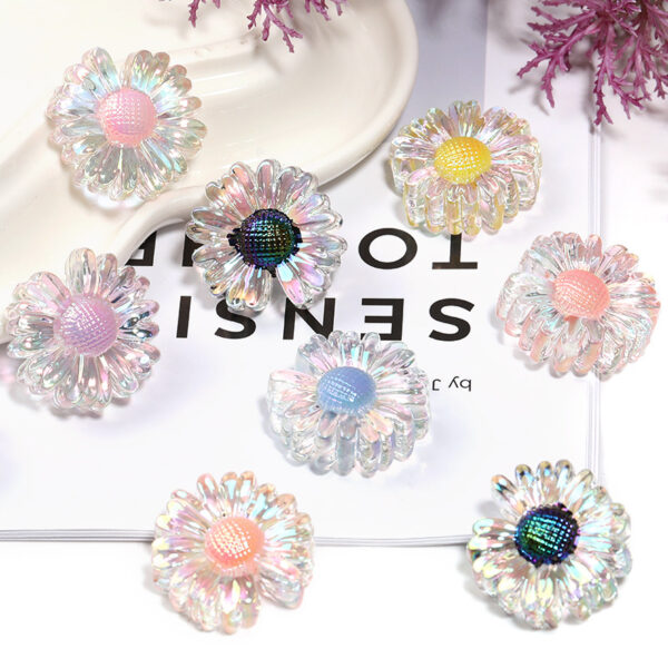 Wholesale 25mm double-sided daisy beads in transparent color-plated acrylic flower beads diy mobile phone chain beads loose beads
