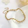Wholesale PVD Coated 18K Gold Plated Round Stainless Steel Simple Style Waterproof Non Tarnish Bracelets