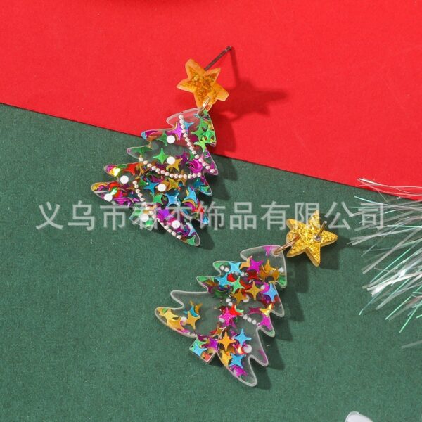 Wholesale Christmas design bell star sequin Christmas tree acrylic earrings
