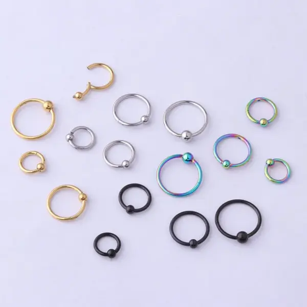 316L Stainless Steel Nose Rings & Studs Circle Waterproof Non Tarnish Surgical Steel Women'S Unisex
