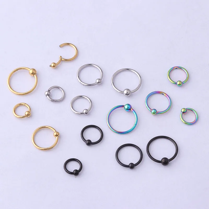 Wholesale 316L Stainless Steel Nose Rings & Studs Circle Waterproof Non Tarnish Surgical Steel Women'S Unisex