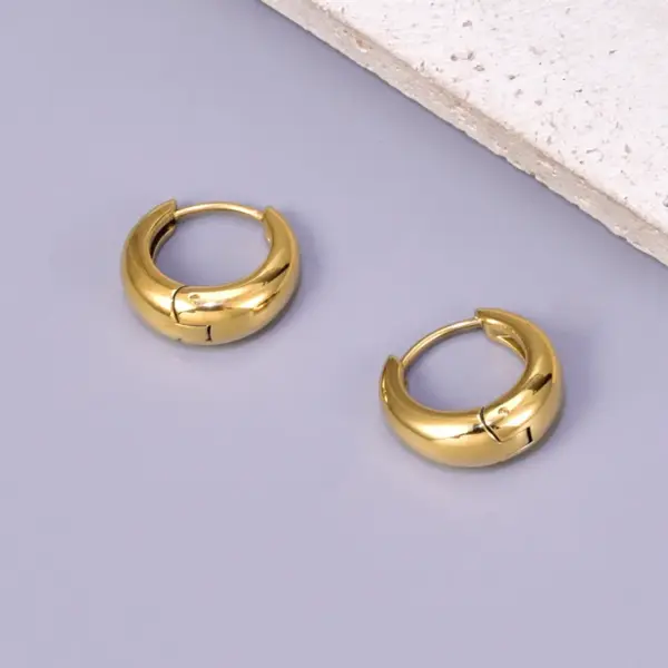 Wholesale 304 Stainless Steel Solid Color PVD Coated 18K Real Gold Plated 18K Gold Vacation Classic Style Waterproof Non Tarnish Plating Gold Silver Earrings
