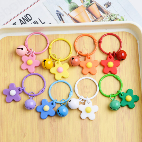 Wholesale Korean Style Hyun-a Small Fresh Color Small Flower Bell Keychain Tanabata Gift Key Ring Bag Women's Hanging Accessories