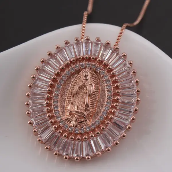 Wholesale Copper Rose Gold Plated Gold Plated Retro Commute Plating Inlay Portrait Zircon Pendant Necklace