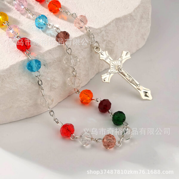 Wholesale 8mm Cross Colored Crystal Necklace