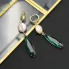 Wholesale 1 Pair Retro Square Inlay Copper Zircon Drop Earrings
