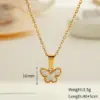 Wholesale Elegant Vintage Butterfly Shell Necklace Earrings Set Gold Plated Stainless Steel Jewelry Accessories For Women All Seasons