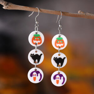 Wholesale Halloween funny splicing triple pendant acrylic earrings