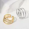 Wholesale PVD Coated Real Gold Plated Geometric Stainless Steel Simple Style Waterproof Non Tarnish Open Ring