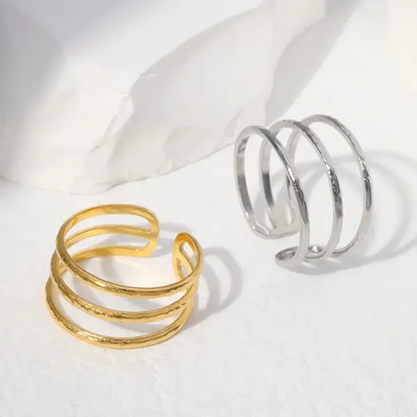 Wholesale PVD Coated Real Gold Plated Geometric Stainless Steel Simple Style Waterproof Non Tarnish Open Ring