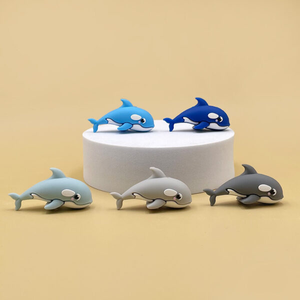 Wholesale Factory Direct Sales Food Grade 3D Stereo Silicone Dolphin Beads Pacifier Chain DIY Accessories Ready for Sale