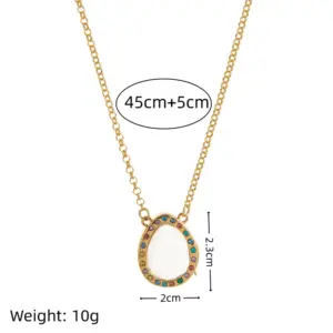 Water Drop Colored Diamond Glass Photo Box Necklace