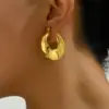 304 Stainless Steel C Shape PVD Coated 18K Gold Plated 18K Gold Simple Style Classic Style Waterproof Non Tarnish Plating Gold Sier Ear Studs