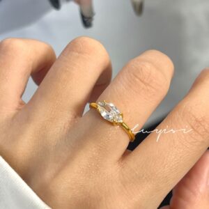 Marquise zircon open ring / Opening is adjustable