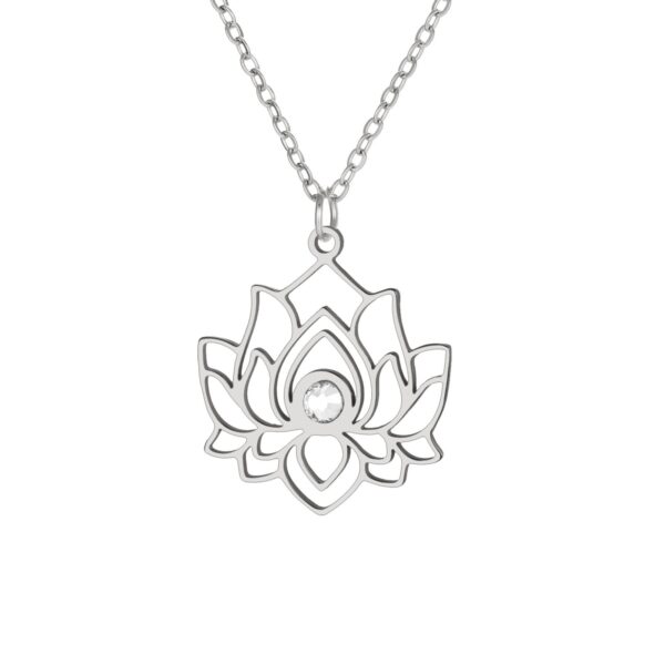 Wholesale Water Drop Lotus Necklace Ladies Stainless Steel Fashion Casual Pendant Niche Design Trend Necklace