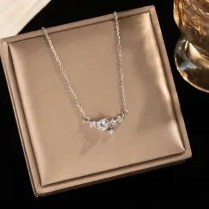 Silver and White Zircon Star Heart Combination Design