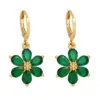 Wholesale 1 Pair Simple Style Flower Daisy Plating Inlay Copper Zircon 18k Gold Plated Drop Earrings