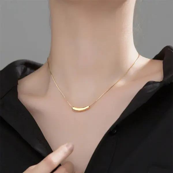 Wholesale PVD Coated Real Gold Plated 18K Gold Solid Color 304 Stainless Steel IG Style Simple Style Waterproof Non Tarnish 304 Stainless Steel Necklace