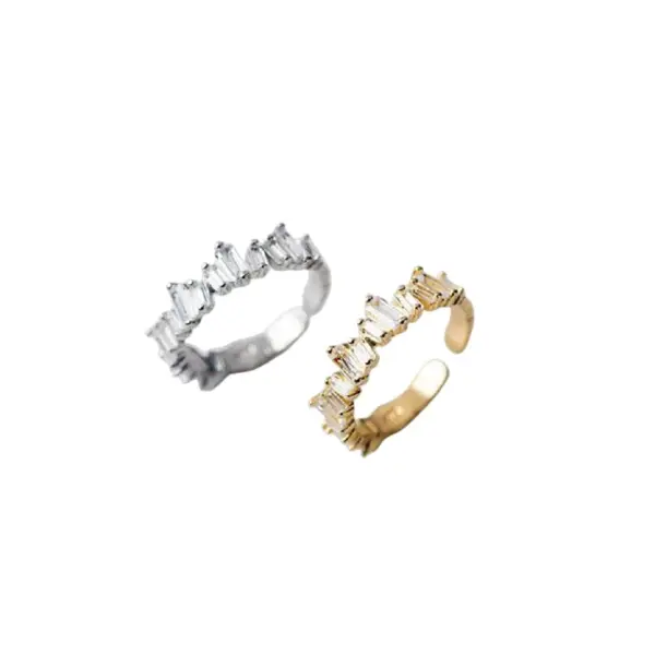 Wholesale Simple Style Solid Color Copper Plating Inlay Artificial Gemstones White Gold Plated Gold Plated Open Rings