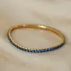 304 Stainless Steel Colorful PVD Coated Zircon 18K Gold Plated Real Gold Plated Simple Style Waterproof Non Tarnish Plating Inlay White Blue Gold Bracelets